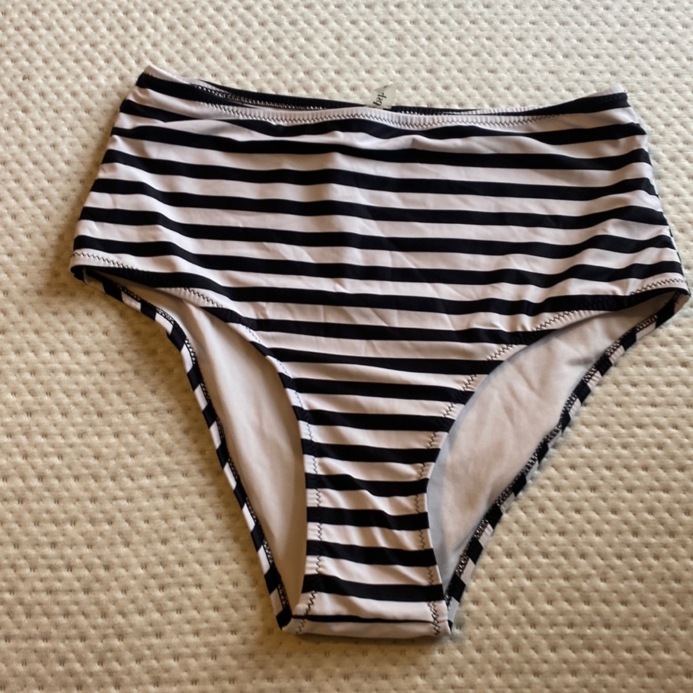 Cupshe high waisted striped swim bottoms, medium